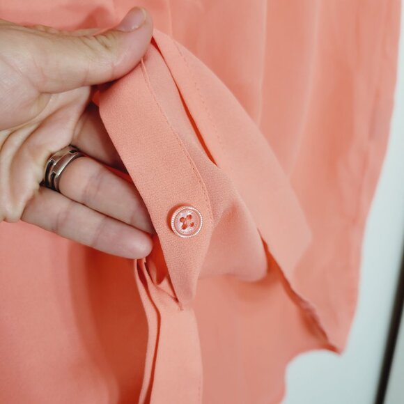 Harve Benard Women's Orange Coral Blend Sleeveless Button Down Shirt Size Large - Picture 6 of 11